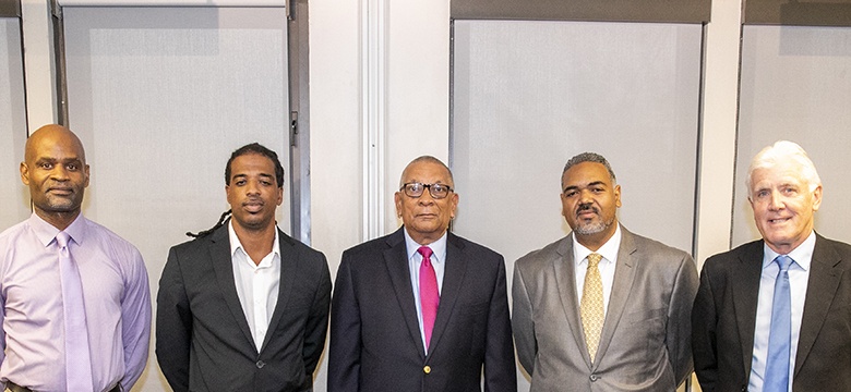 L-R - Abayomi Carmichael, Nasir Wade, Minister Burch, Kirk Outerbridge, Steven Conway
